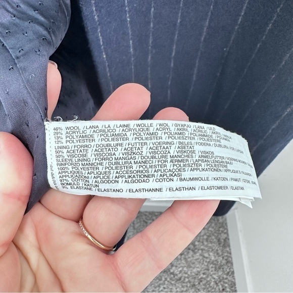 Mango Women's Navy Pinstripe Wool Blend Longline Coat Blogger Favorite Size S - Picture 9 of 9